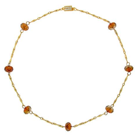 Orange Crystal Briolette Chain Necklace