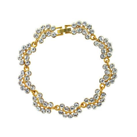 Scalloped Crystal Bracelet, Gold-Plate