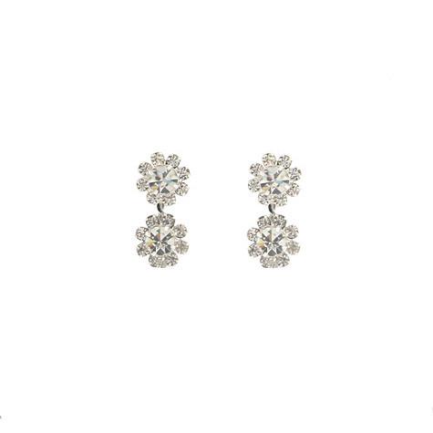 2-Tiered Crystal Flower Earrings - D6423E-2