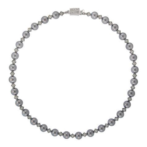 Gray Crystal & Pearl Bead Necklace