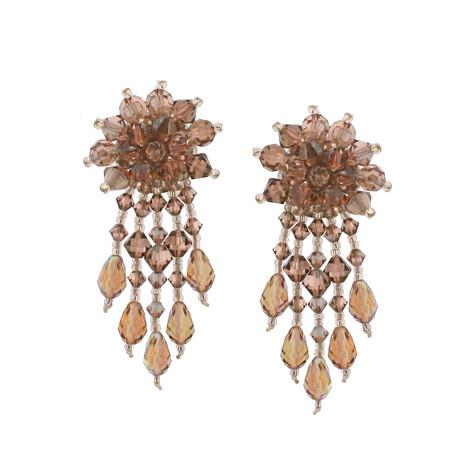 Champagne Woven Earrings with Dangles - E62C