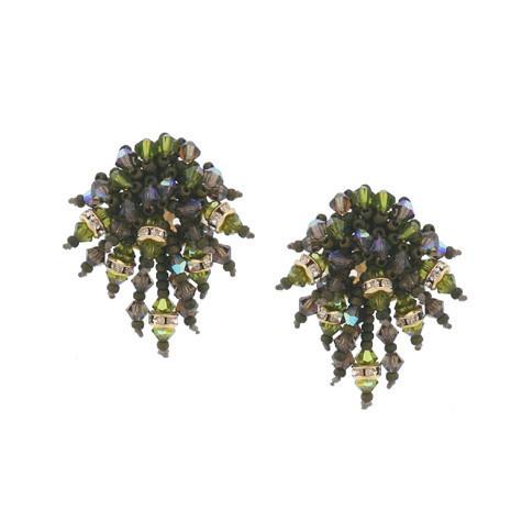 Green Crystal Beaded Earrings