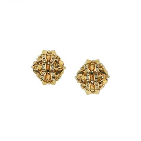 Gold Crystal Woven Earrings