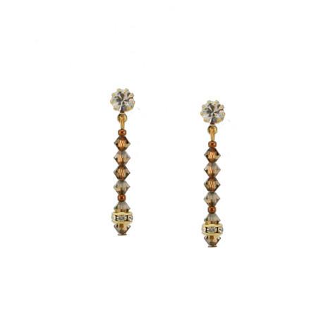 Brown Crystal Beaded Drop with Crystal Post - HOL132E