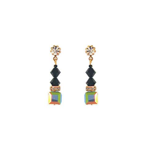 Black & Green Crystal Drop Earrings