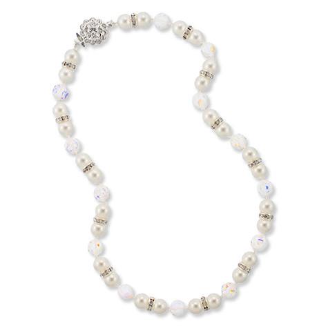 ★HAS★ HLD029 Crystal pearl bead necklace White Pearl & Iridescent Crystal Beaded Necklace – Giavan