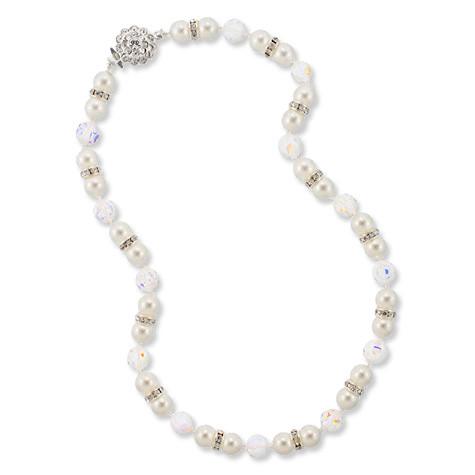 White Pearl & Iridescent Crystal Beaded Necklace
