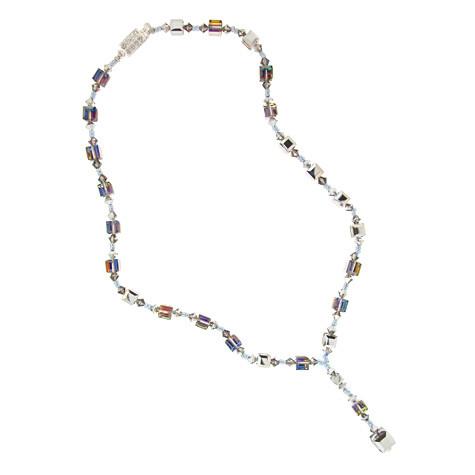 Multi-Color Drop Necklace with Crystal Cubes