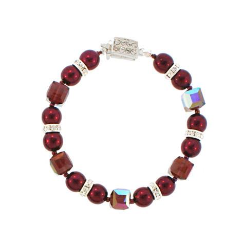 Garnet Pearl Bracelet with Crystal Highlights