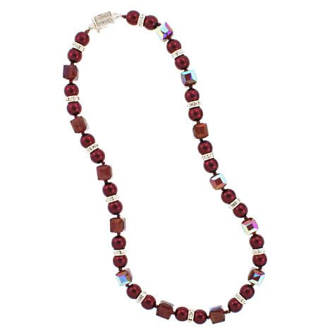 Burgundy Crystal & Garnet Pearl Necklace