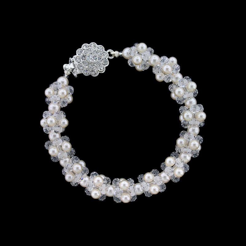 Clustered Pearl & Crystal Bracelet