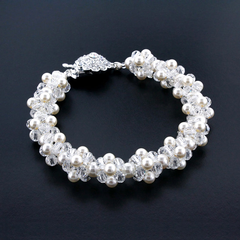 Clustered Pearl & Crystal Bracelet