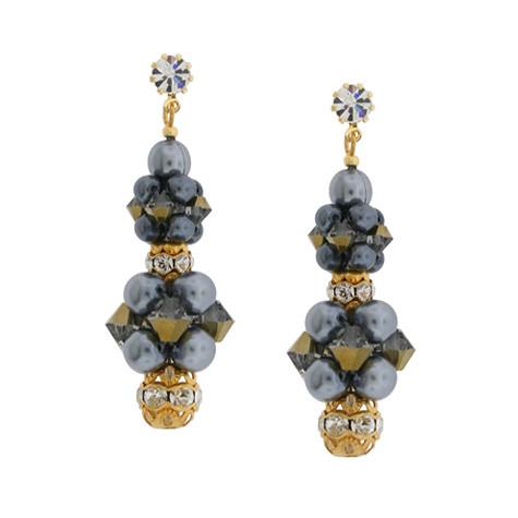 Gray & Gold Cluster Earrings, HOL231E-SX
