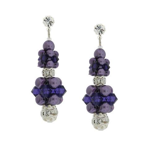 Purple Cluster Drop Earrings - HOL231E-SX