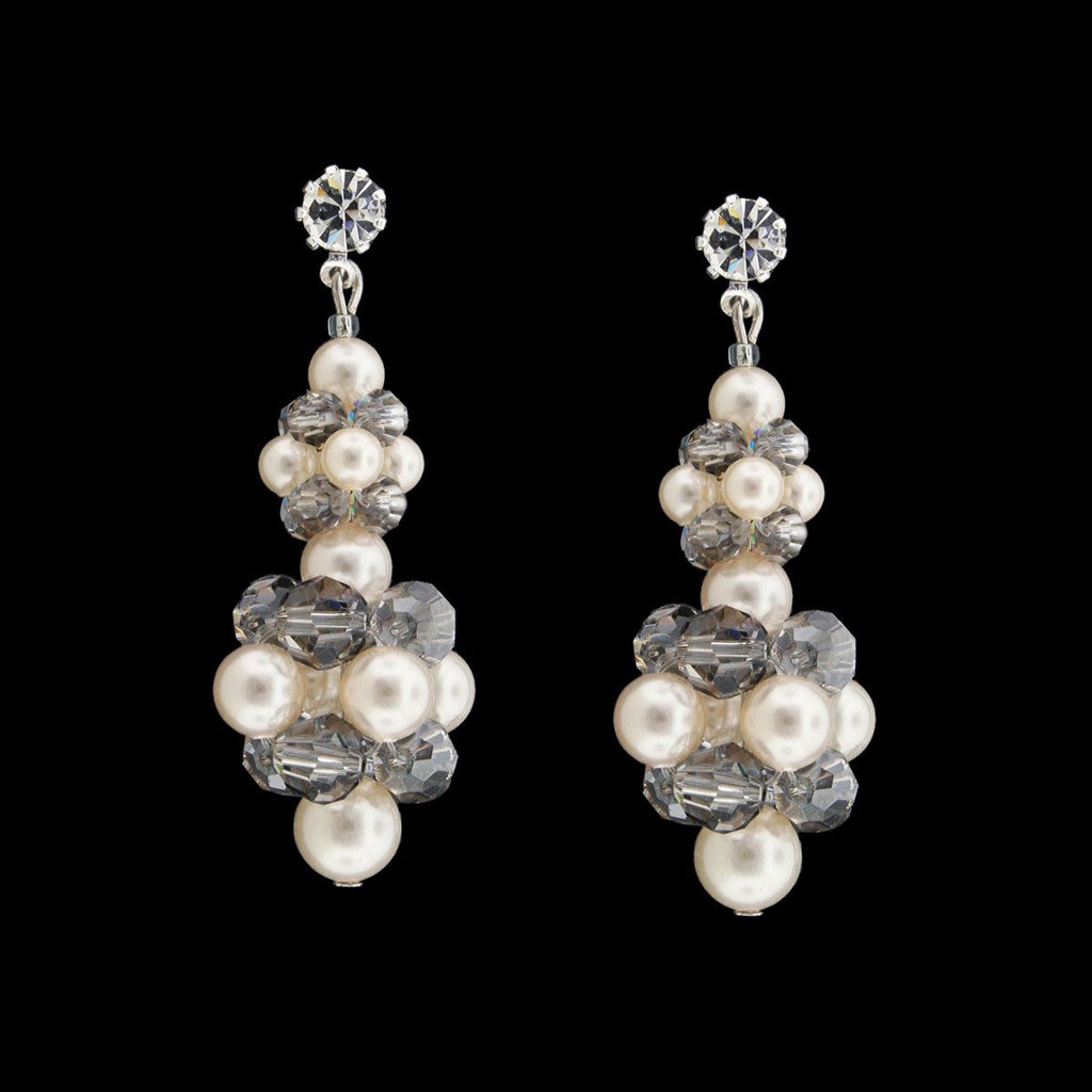 Silver & White Cluster Earrings