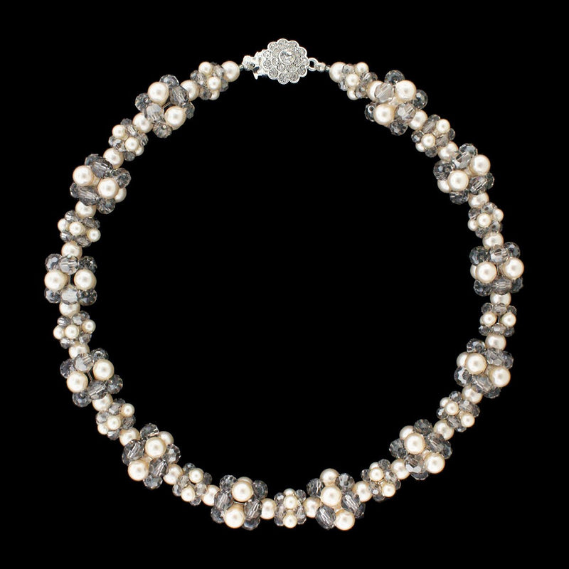 Swarovski Crystal & Pearl Cluster Necklace