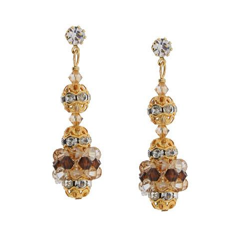 Champagne & Brown Swarovski Crystal Earrings - HOL250E