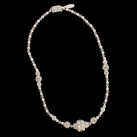 Crystal & Pearl Beaded Bridal Necklace - HOL250N-PC