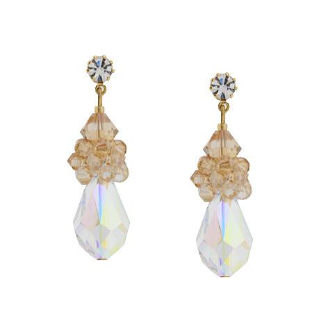Iridescent Teardrop Earrings with Champagne Top
