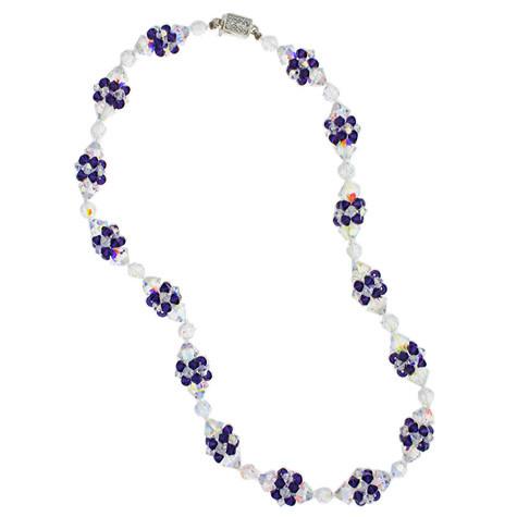 Purple Crystal Necklace with Woven Clusters