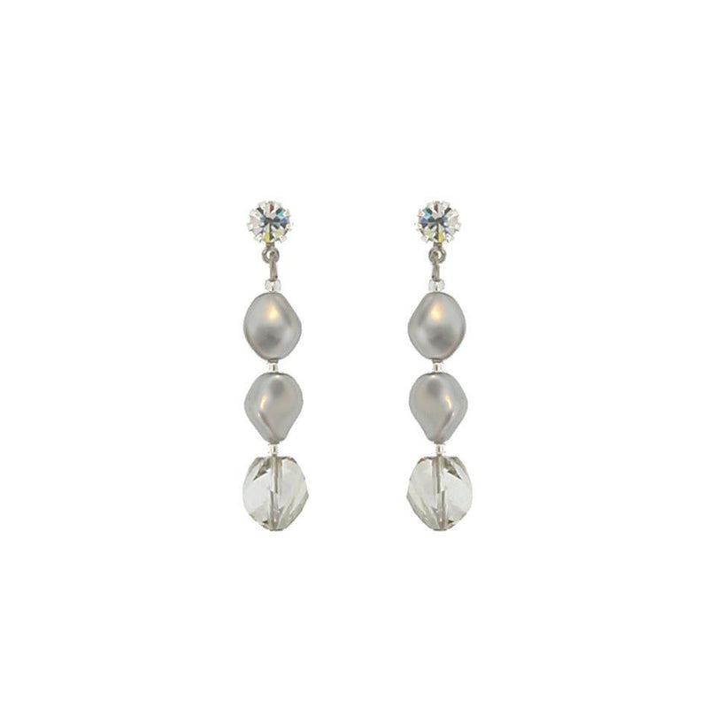 Silver Pearl & Crystal Earrings