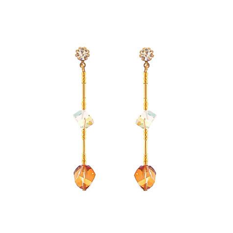 Iridescent & Orange Crystal Earrings