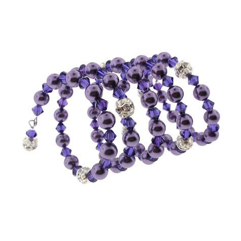 Purple Wrap Bracelet with Crystal & Glass Beads