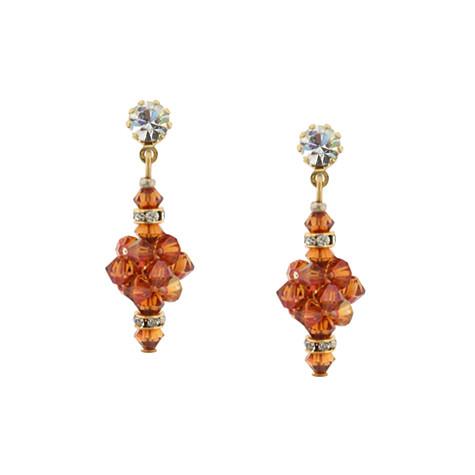 Burnt Orange Crystal Cluster Earrings - HOL558E-SM