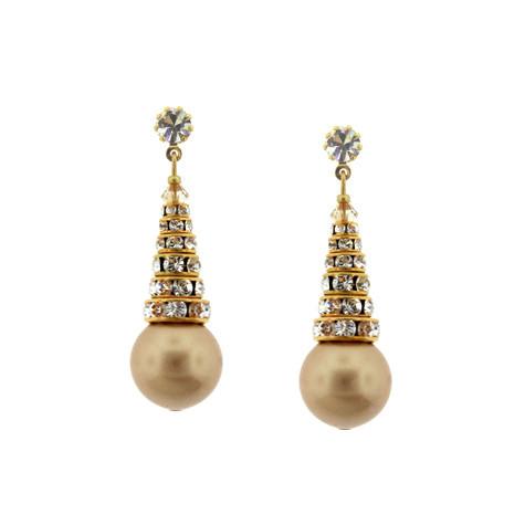 Earrings with Stacked Rondelles & Pearls - gold pearls