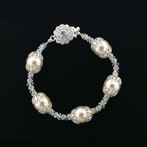 Pearl & Crystal Bracelet with Filigree
