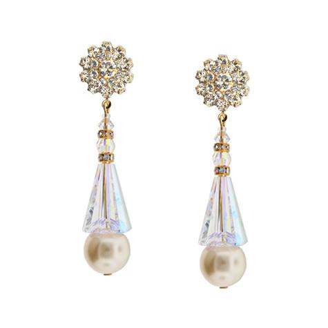 Pearl & Crystal Tapered Earrings with Fancy Top