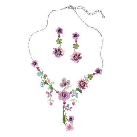 Pink & Purple Necklace & Earrings Set