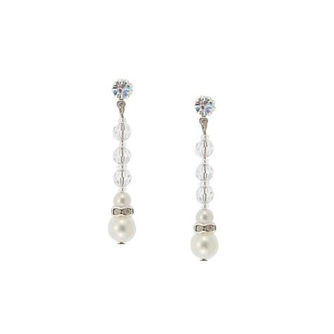 Pearl & Crystal Linear Drop Earrings