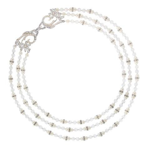 Crystal & Pearl Statement Necklace with Ornate Clasp