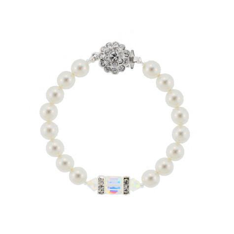 Pearl Bracelet with Iridescent Crystals