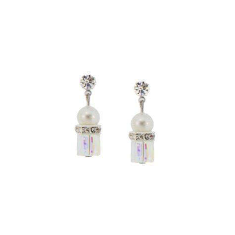 Pearl & Crystal Cube Earrings
