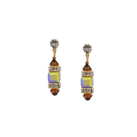 Brown Crystal Drop Earrings - PPOE-16
