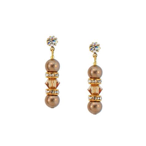 Champagne Crystal & Pearl Earrings - PPOE-32