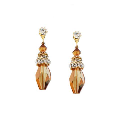 Orange Crystal Drop Earrings with Rondelles