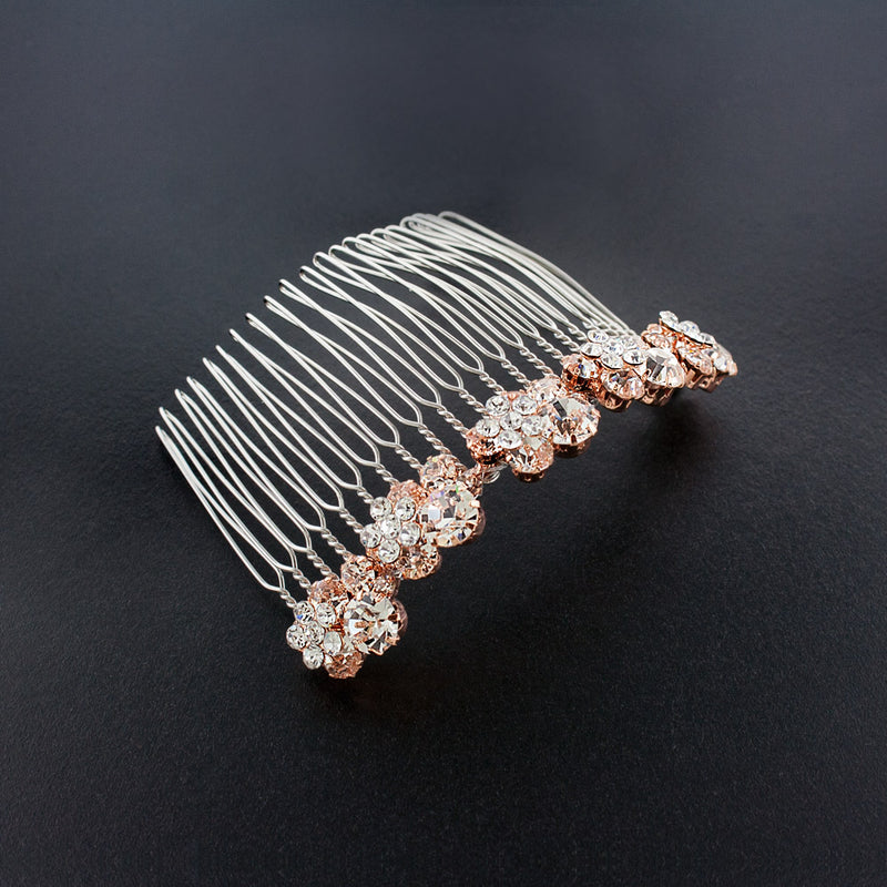 Crystal Cluster Haircomb - rose gold