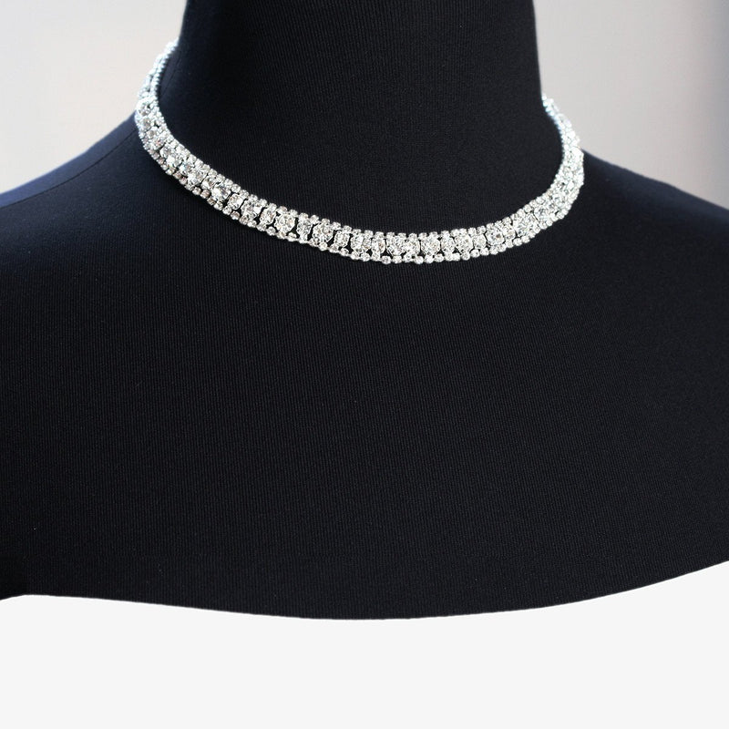 3 Row Crystal Necklace on mannequin