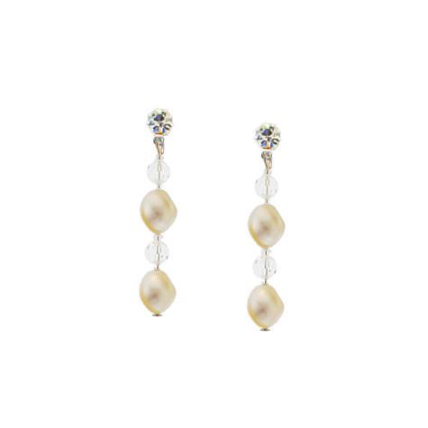 Ivory Twist Pearl Earrings with Crystal