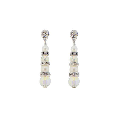 Iridescent Bridal Earrings with Glass Pearl