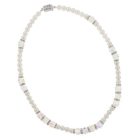 Pearl Necklace with Iridescent Crystals