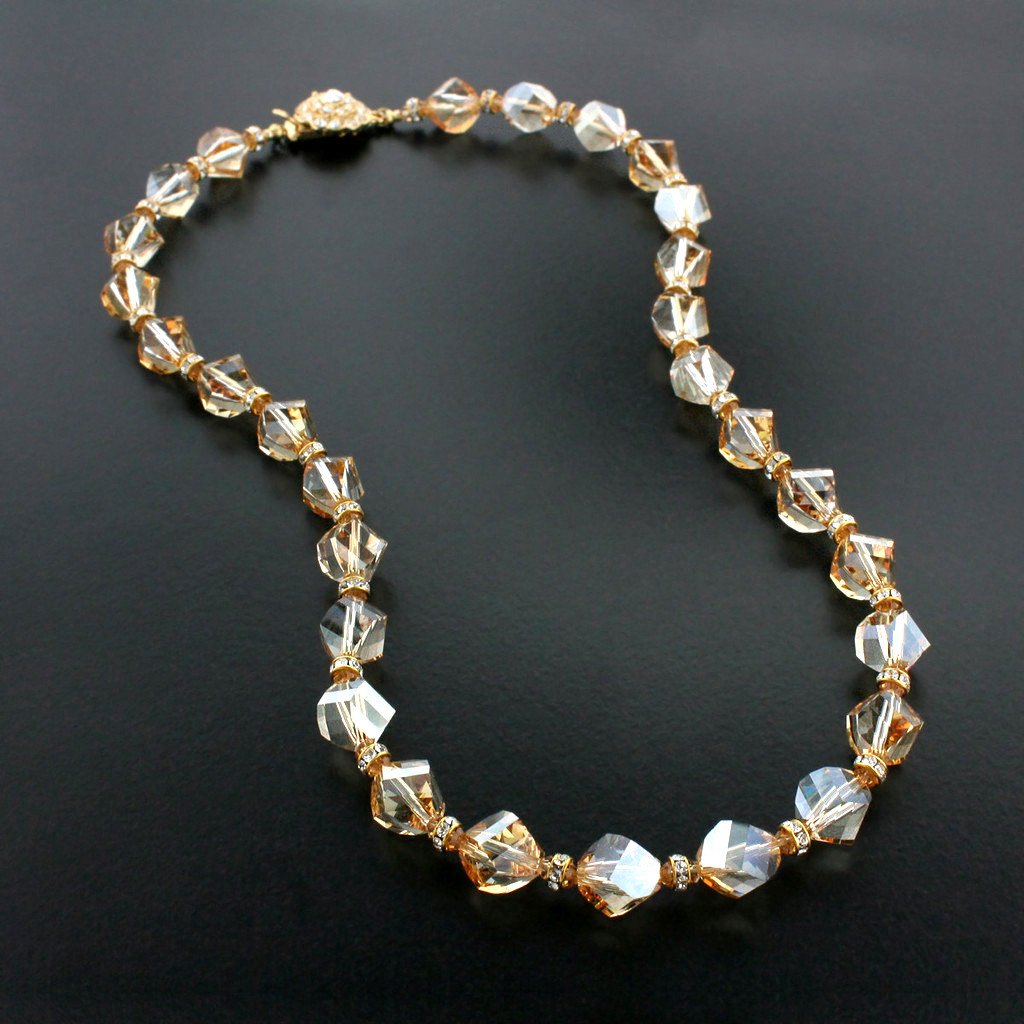 Beaded Champagne Crystal Necklace