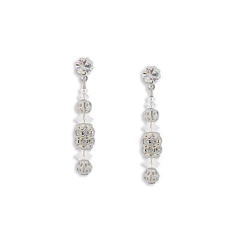 Beaded Drop Earrings with Pave Accents
