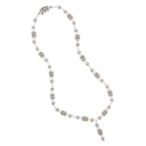 Beaded Crystal Bridal Necklace with Drop