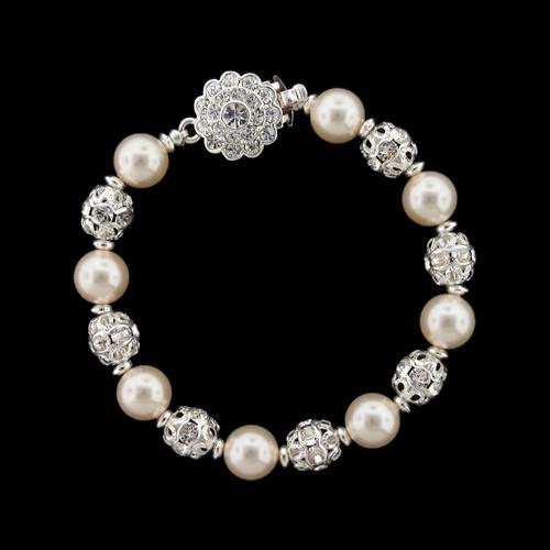 Pearl Bridal Bracelet with Crystal Accents