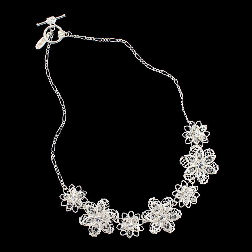 Floral Crystal Necklace with Chain