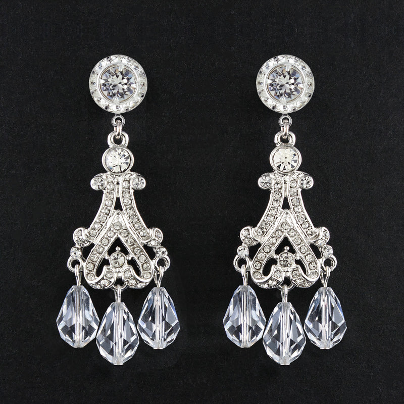 Victorian Chandelier Earrings with Crystal Drops
